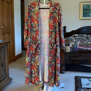 LULAROE Sarah Open Front Long Cardigan w/Pockets Size Large NWOT